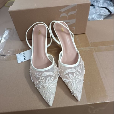 Pointed Stiletto Mesh Baotou Flower Lace High Heels