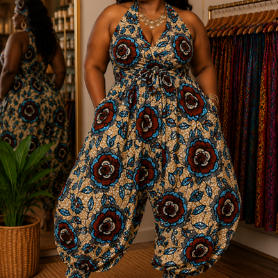 Autumn bloom harem jumpsuit set - Thumbnail 1