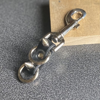 Double-ring spiked keyring fob - Thumbnail 1