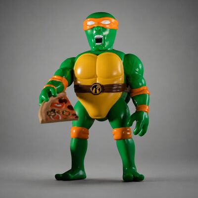 Art toy by punk drunkers x unbox industries "tmnt michelangelo × aitsu sofubi"