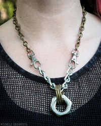 OOAK "Hex Nut" Hardware Necklace - Gold - Thumbnail 1