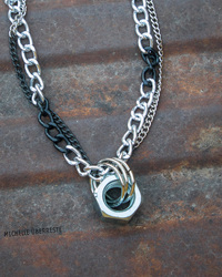 OOAK "Hex Nut" Hardware Necklace - Goth Bling - Thumbnail 2