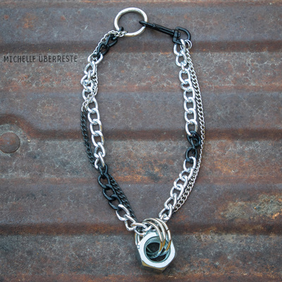 Ooak "hex nut" hardware necklace - goth bling - Thumbnail 3