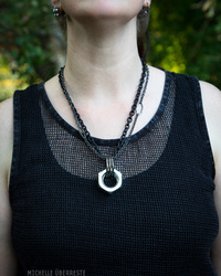OOAK "Hex Nut" Hardware Necklace - Blk/Ant - Thumbnail 3