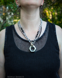 OOAK "Hex Nut" Hardware Necklace - Goth Bling - Thumbnail 3