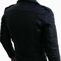 Leather jacket for mens slim fit - Thumbnail 1