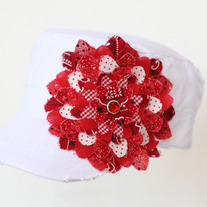 Red & White flower hat