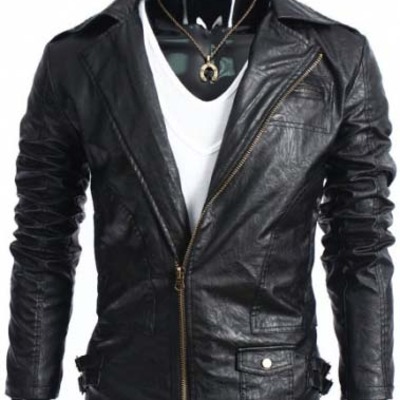 Leather jacket for mens slim fit new fashion brown - Thumbnail 5