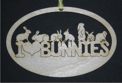 I Love Bunnies - Wood Ornament