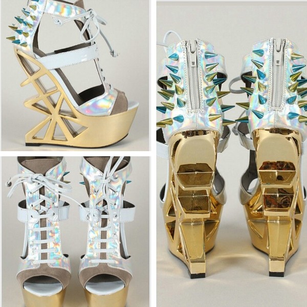 Silver Studded Spike Wedge