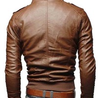 Leather jacket for mens new fashion in Brown - Thumbnail 1