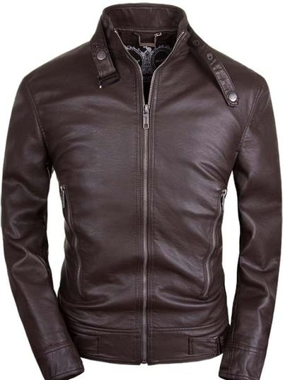 Slim Fit Fashion Leather Jacket For Mens  Brown Biker