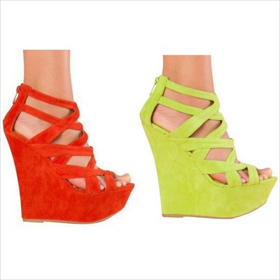 Strappy open toe wedge