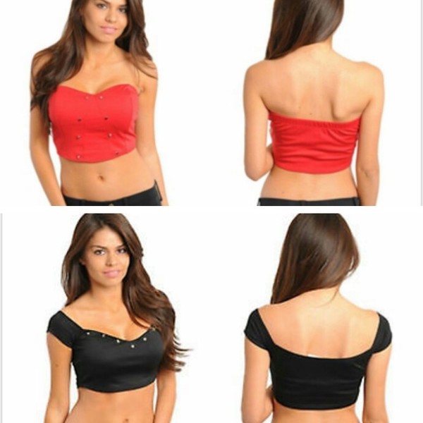 Bustier Crop Top with Studded Front