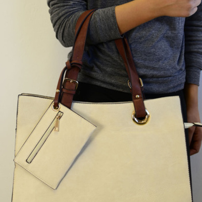 "sally" briefcase style, soft faux leather handbag