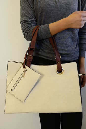 "Sally" Briefcase style, soft faux leather handbag