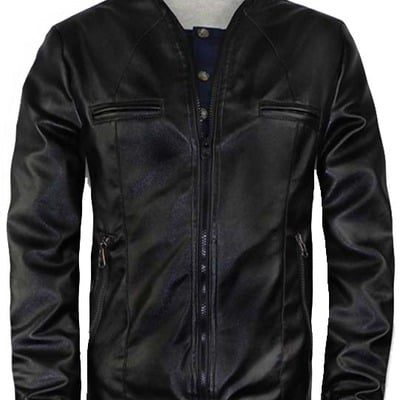 Leather jacket for mens new fashion front zipper  - Thumbnail 5