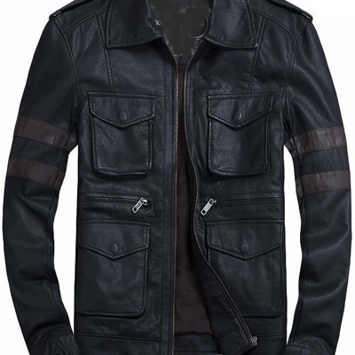 Men black leather jacket stylish design, men brando style slim fit leather jacket - Thumbnail 5