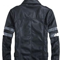 Men Black Leather Jacket stylish design, Men Brando Style Slim Fit Leather Jacket - Thumbnail 1