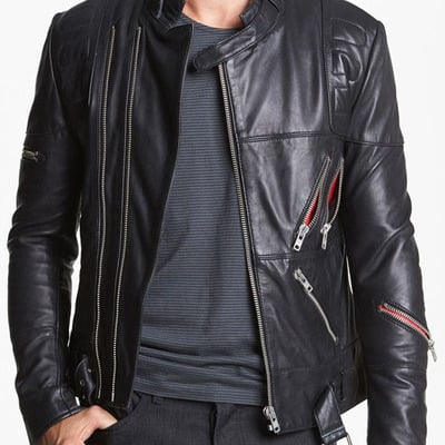 Handmade men black leather jacket stylish design, men brando style slim fit leather jacket - Thumbnail 5