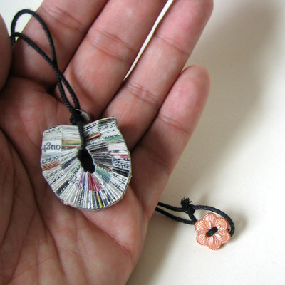 Unique necklace - upcycled paper