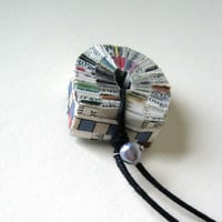 Unique Necklace - Upcycled Paper - Thumbnail 4