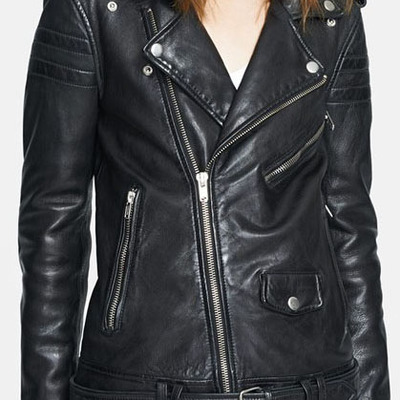 Women black leather jacket front zipper, women stylish black biker leather jacket, women leather jacket