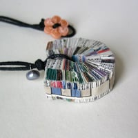 Unique Necklace - Upcycled Paper - Thumbnail 2