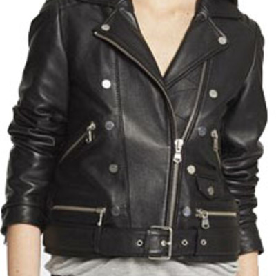 Handmade women black leather jacket, women black biker leather jacket, stylish women leather jacket