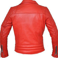 Handmade women REd  Leather Jacket, women red biker Leather Jacket, stylish women leather jacket - Thumbnail 1