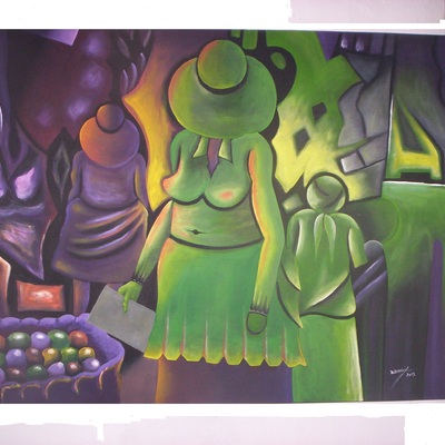 Cool colors market painting by wendy