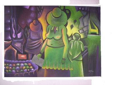 Cool colors market painting by wendy