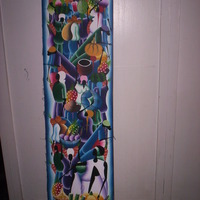 Traditional Market Scene Painting 10" x 30" - Thumbnail 1