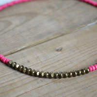 Strawberry Milkshake, Pink Beaded Necklace, Geometric Jewelry, Girls Necklace, Cute, Canadian jewelry - Thumbnail 4