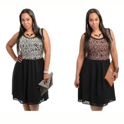 Rose print top and chiffon skirt dress