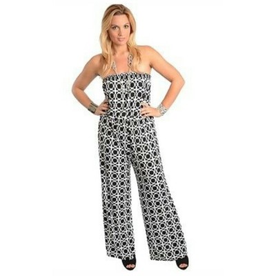 Geometric print strapless romper