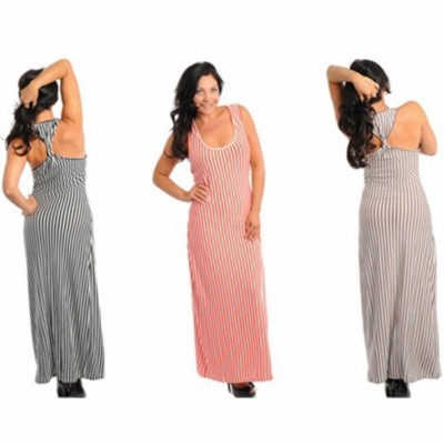 Striped maxi dress with knotted racer back