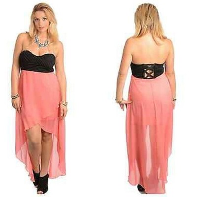 Chiffon high low strapless dress