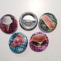 Snacks on Plaid Pinback Button Set - Thumbnail 1