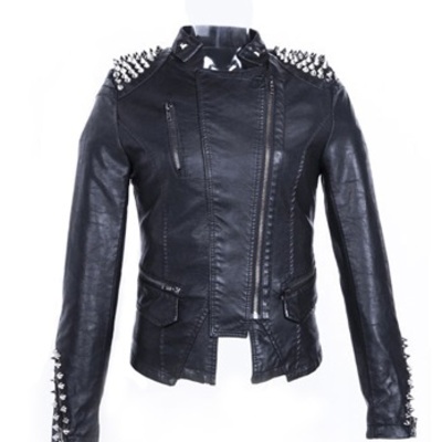 Studded womens moto jacket