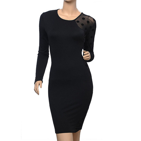 Long Sleeve Polka Dot Bodycon Dress 