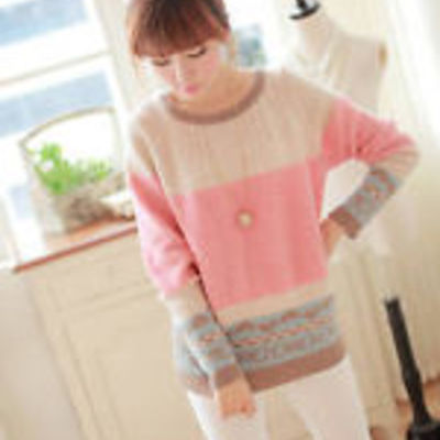  winter pullover sweater peach heart pattern