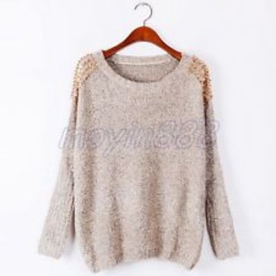 New style spiked studs rivet wide batwing sleeves sweater 