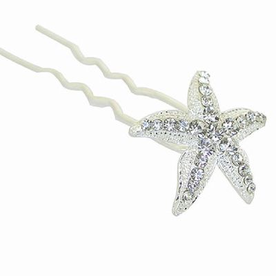 Starfish sea star rhinestone crystal wedding hair stick pin