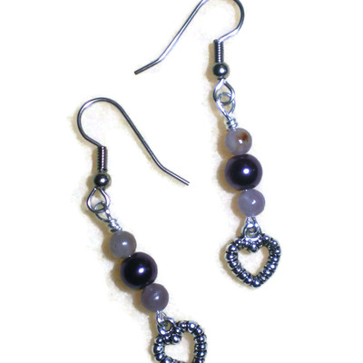 Open heart purple earrings - Thumbnail 5