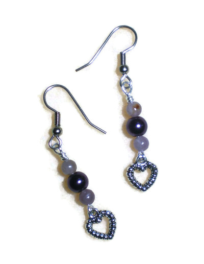 Open Heart Purple Earrings