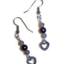 Open Heart Purple Earrings