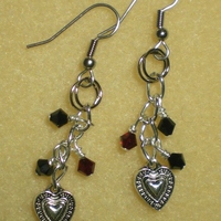 Crystal and Heart Charm Earrings - Thumbnail 1