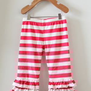 Pink Striped Ruffle Pants