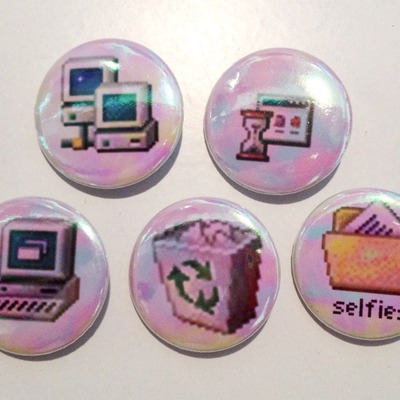 High tech pinback button set